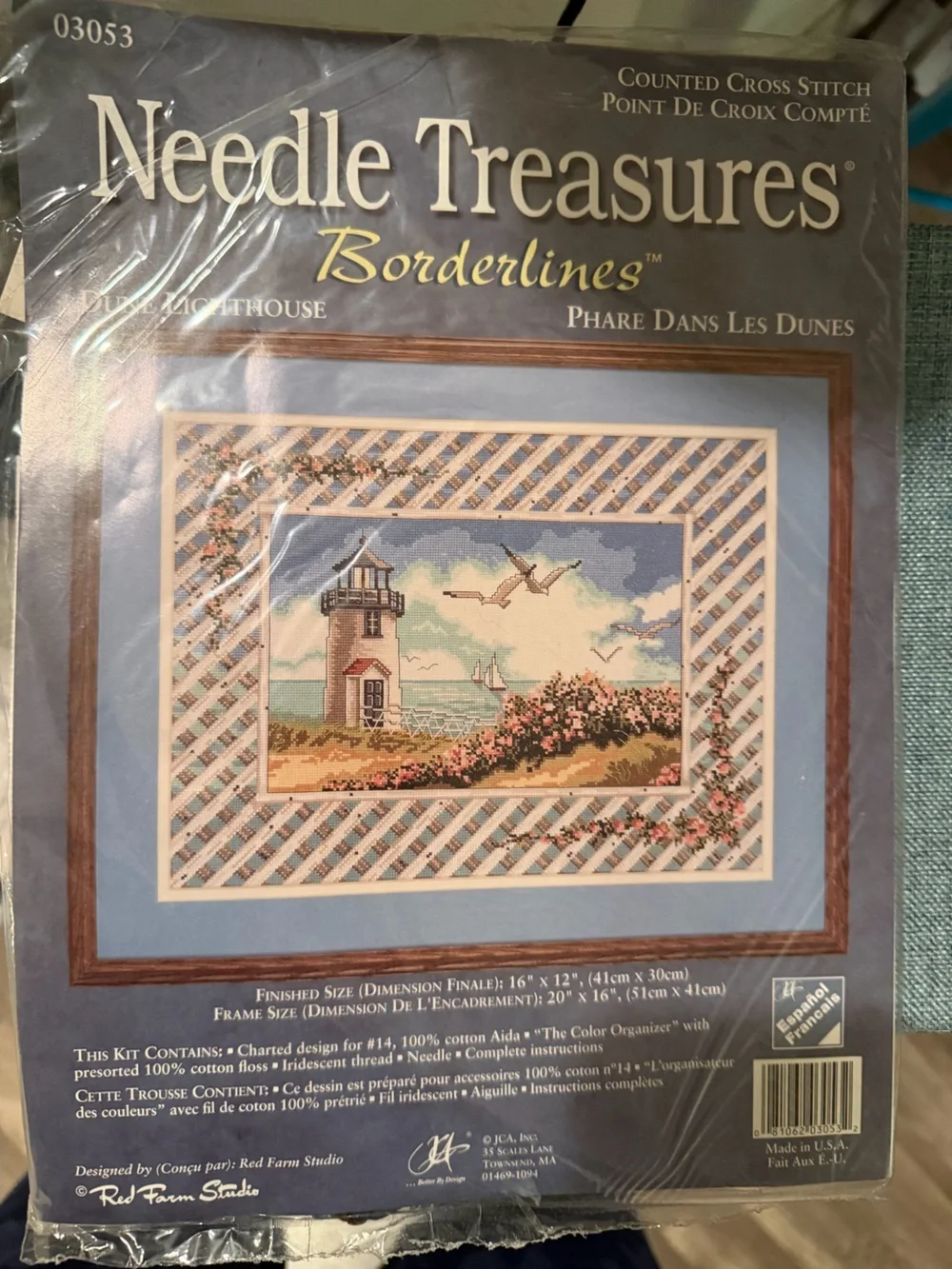 **Vintage** Needle Treasures Borderlines Lighthouse Cross Stitch Kit - Blue/Pink